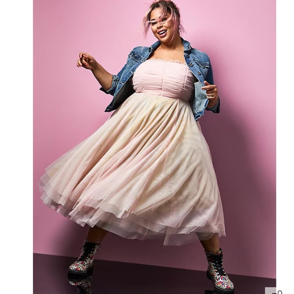 NWT Torrid Betsey Johnson Rainbow Tulle Strapless Midi Dress Size 18 NEW